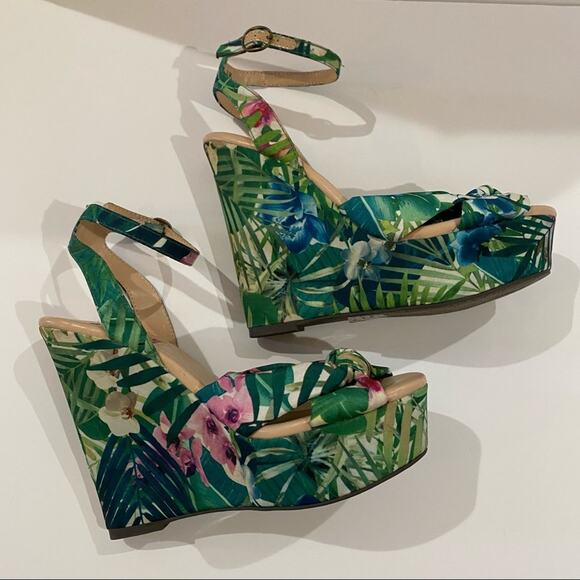 Mojo Moxy Dolce Espadrille tropical wedge heel 9 Hawaiian print - Picture 6 of 6